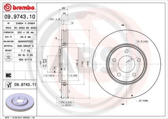 A.B.S. 09.9743.11 - Disque de frein cwaw.fr