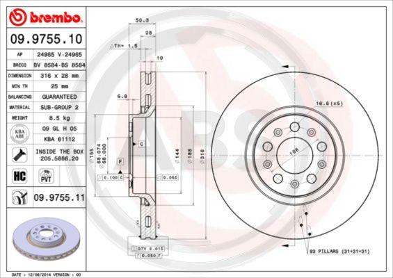 A.B.S. 09.9755.11 - Disque de frein cwaw.fr