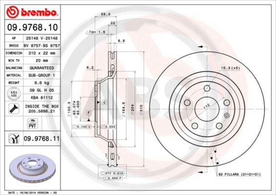 A.B.S. 09.9768.11 - Disque de frein cwaw.fr