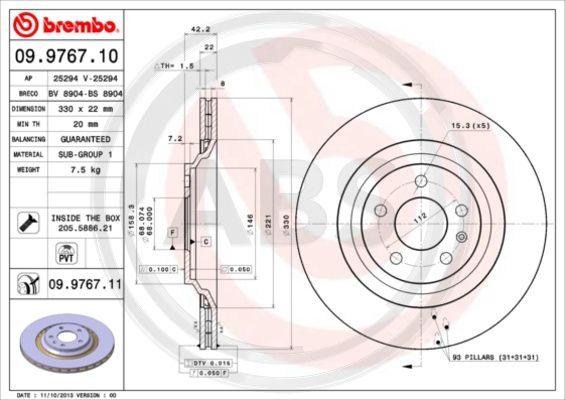 A.B.S. 09.9767.11 - Disque de frein cwaw.fr