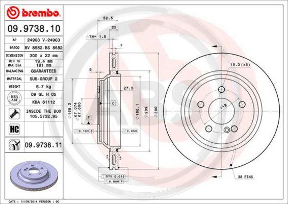 A.B.S. 09.9738.10 - Disque de frein cwaw.fr