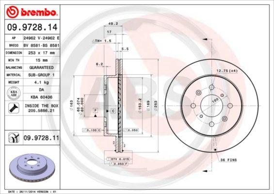 A.B.S. 09.9728.11 - Disque de frein cwaw.fr