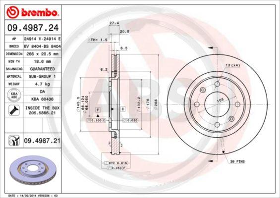 A.B.S. 09.4987.21 - Disque de frein cwaw.fr