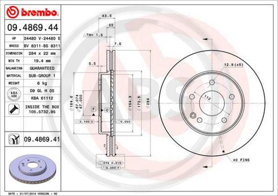 A.B.S. 09.4869.41 - Disque de frein cwaw.fr