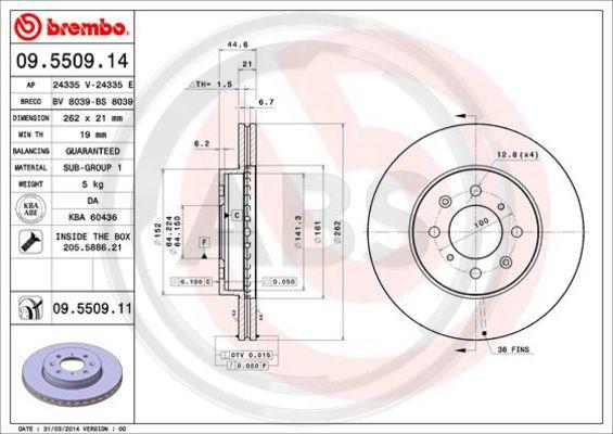 A.B.S. 09.5509.11 - Disque de frein cwaw.fr