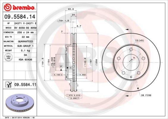 A.B.S. 09.5584.11 - Disque de frein cwaw.fr