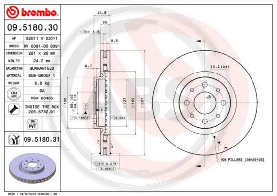 A.B.S. 09.5180.31 - Disque de frein cwaw.fr