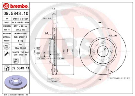 A.B.S. 09.5843.11 - Disque de frein cwaw.fr