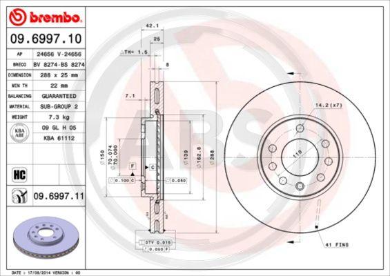 A.B.S. 09.6997.11 - Disque de frein cwaw.fr