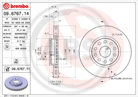 A.B.S. 09.6767.11 - Disque de frein cwaw.fr