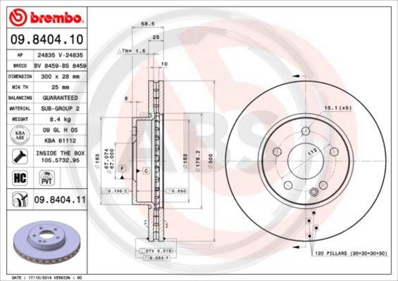 A.B.S. 09.8404.10 - Disque de frein cwaw.fr