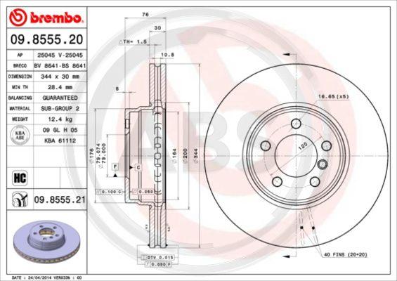 A.B.S. 09.8555.21 - Disque de frein cwaw.fr