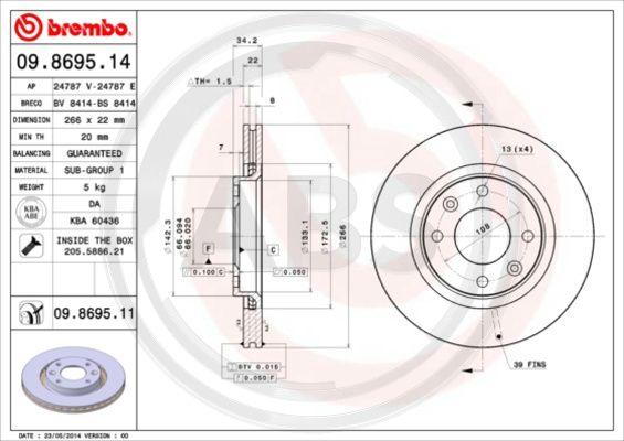 A.B.S. 09.8695.11 - Disque de frein cwaw.fr