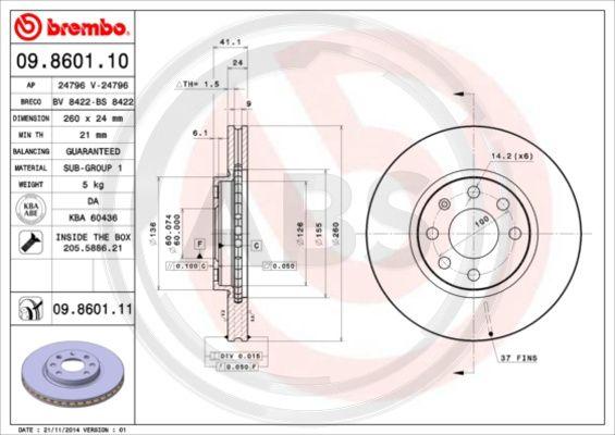 A.B.S. 09.8601.11 - Disque de frein cwaw.fr