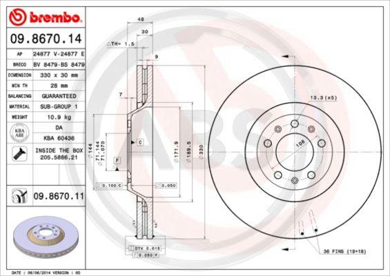 A.B.S. 09.8670.11 - Disque de frein cwaw.fr