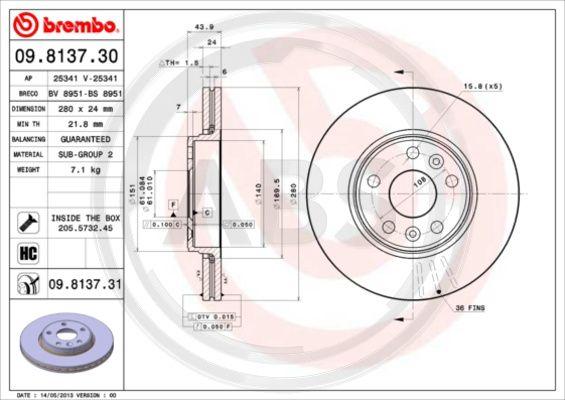 A.B.S. 09.8137.31 - Disque de frein cwaw.fr