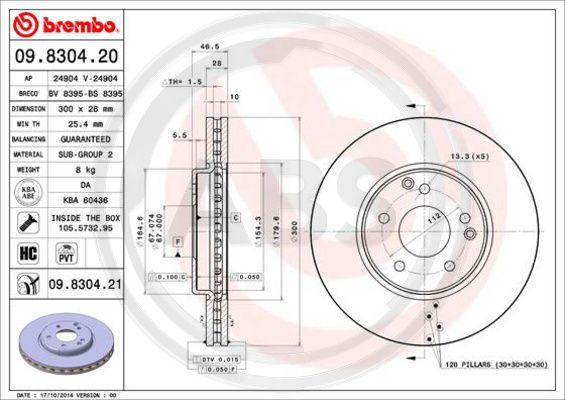 A.B.S. 09.8304.21 - Disque de frein cwaw.fr