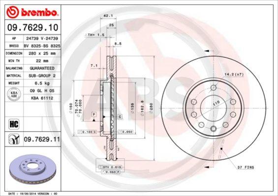 A.B.S. 09.7629.11 - Disque de frein cwaw.fr