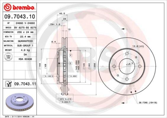 A.B.S. 09.7043.11 - Disque de frein cwaw.fr