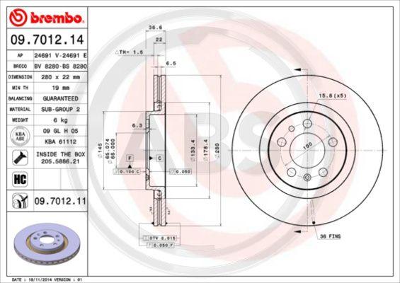 A.B.S. 09.7012.11 - Disque de frein cwaw.fr