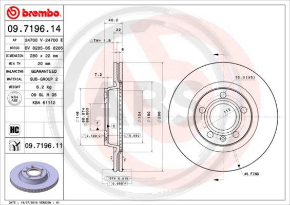 A.B.S. 09.7196.11 - Disque de frein cwaw.fr