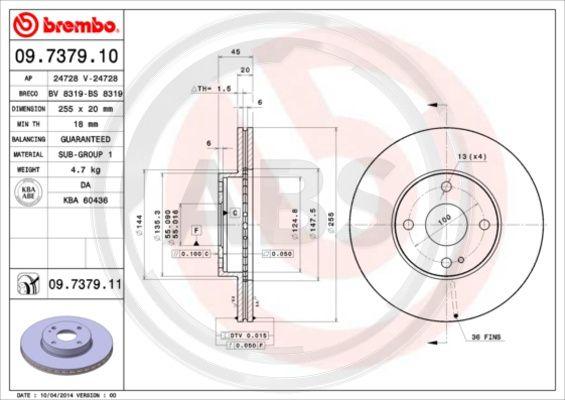 A.B.S. 09.7379.11 - Disque de frein cwaw.fr