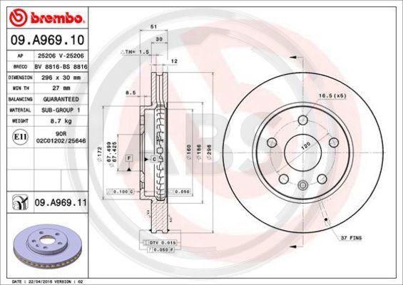 A.B.S. 09.A969.11 - Disque de frein cwaw.fr