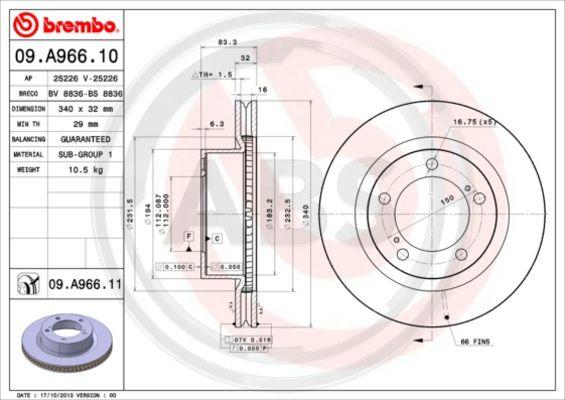 A.B.S. 09.A966.11 - Disque de frein cwaw.fr