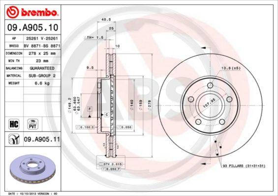 A.B.S. 09.A905.11 - Disque de frein cwaw.fr