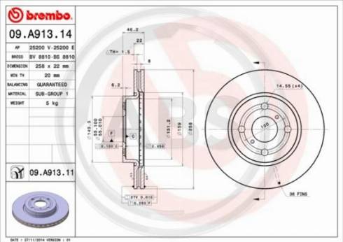 A.B.S. 09.A913.14 - Disque de frein cwaw.fr