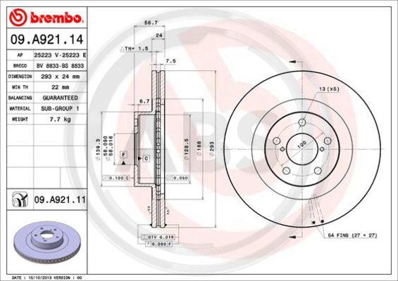 A.B.S. 09.A921.11 - Disque de frein cwaw.fr