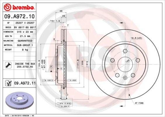 A.B.S. 09.A972.11 - Disque de frein cwaw.fr