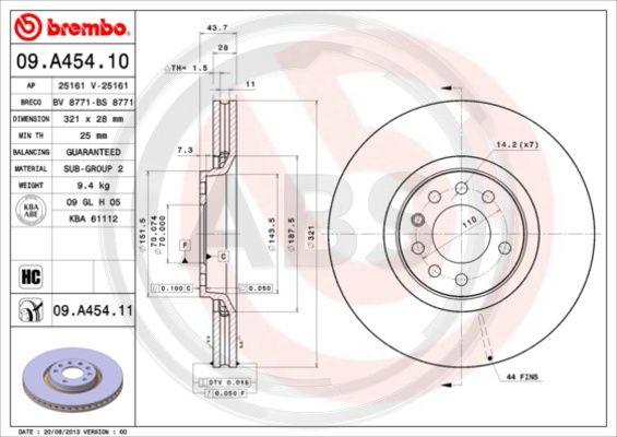 A.B.S. 09.A454.10 - Disque de frein cwaw.fr