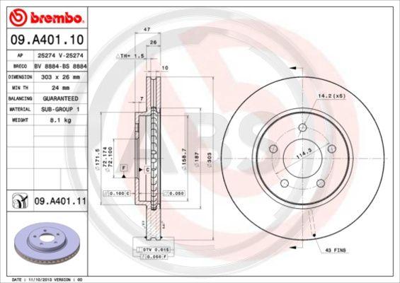 A.B.S. 09.A401.11 - Disque de frein cwaw.fr