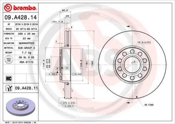 A.B.S. 09.A428.11 - Disque de frein cwaw.fr