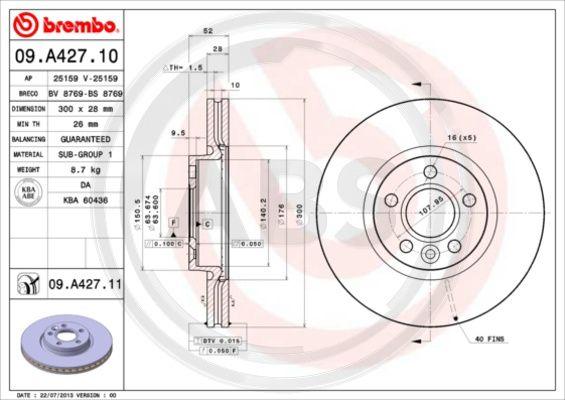 A.B.S. 09.A427.11 - Disque de frein cwaw.fr