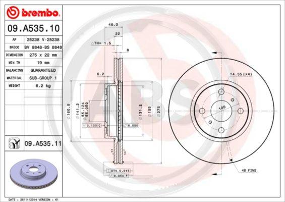 A.B.S. 09.A535.10 - Disque de frein cwaw.fr