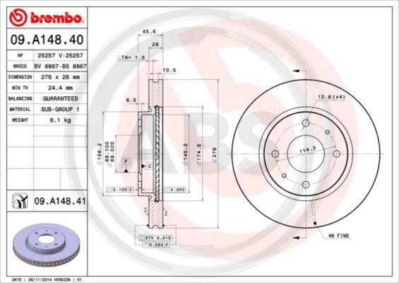 A.B.S. 09.A148.40 - Disque de frein cwaw.fr