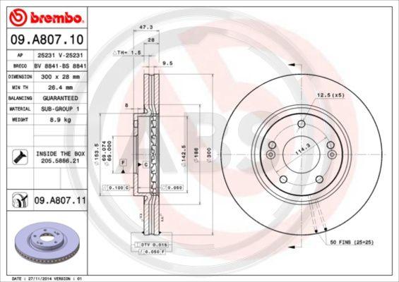 A.B.S. 09.A807.11 - Disque de frein cwaw.fr