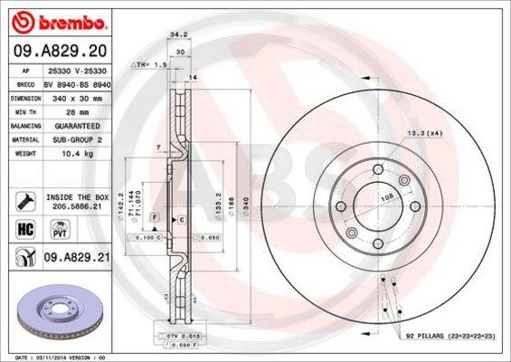 A.B.S. 09.A829.21 - Disque de frein cwaw.fr