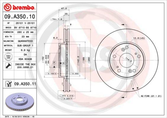 A.B.S. 09.A350.11 - Disque de frein cwaw.fr