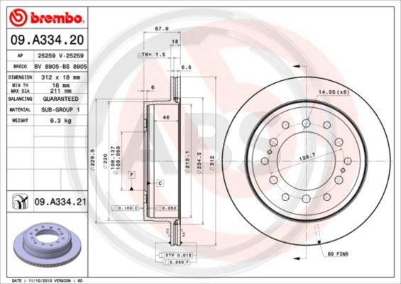 A.B.S. 09.A334.21 - Disque de frein cwaw.fr