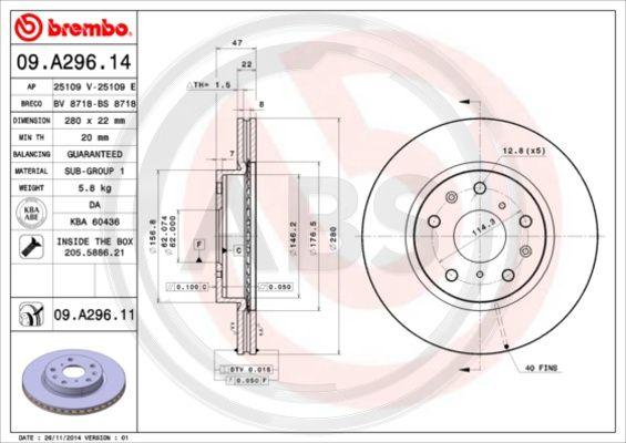 A.B.S. 09.A296.11 - Disque de frein cwaw.fr