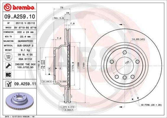 A.B.S. 09.A259.11 - Disque de frein cwaw.fr