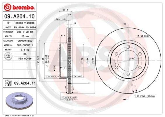 A.B.S. 09.A204.11 - Disque de frein cwaw.fr