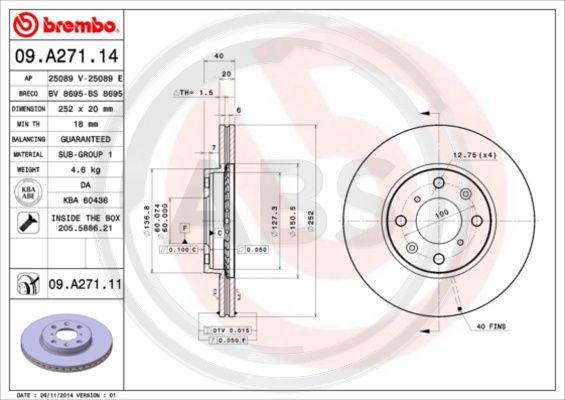 A.B.S. 09.A271.11 - Disque de frein cwaw.fr