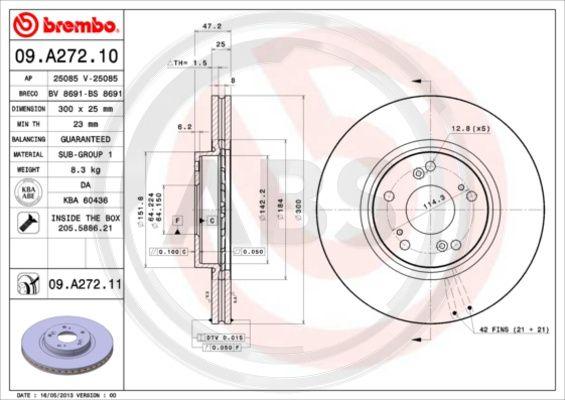 A.B.S. 09.A272.11 - Disque de frein cwaw.fr