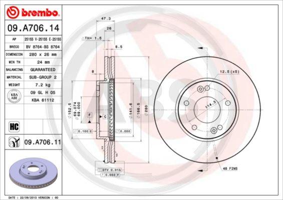 A.B.S. 09.A706.11 - Disque de frein cwaw.fr