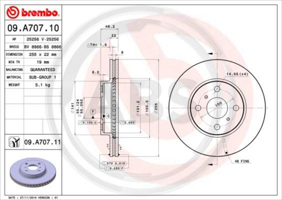 A.B.S. 09.A707.10 - Disque de frein cwaw.fr