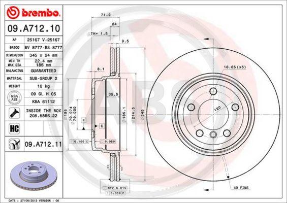 A.B.S. 09.A712.11 - Disque de frein cwaw.fr